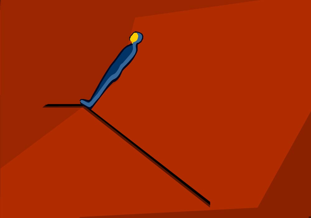 figure on a platform at an diagonal angle